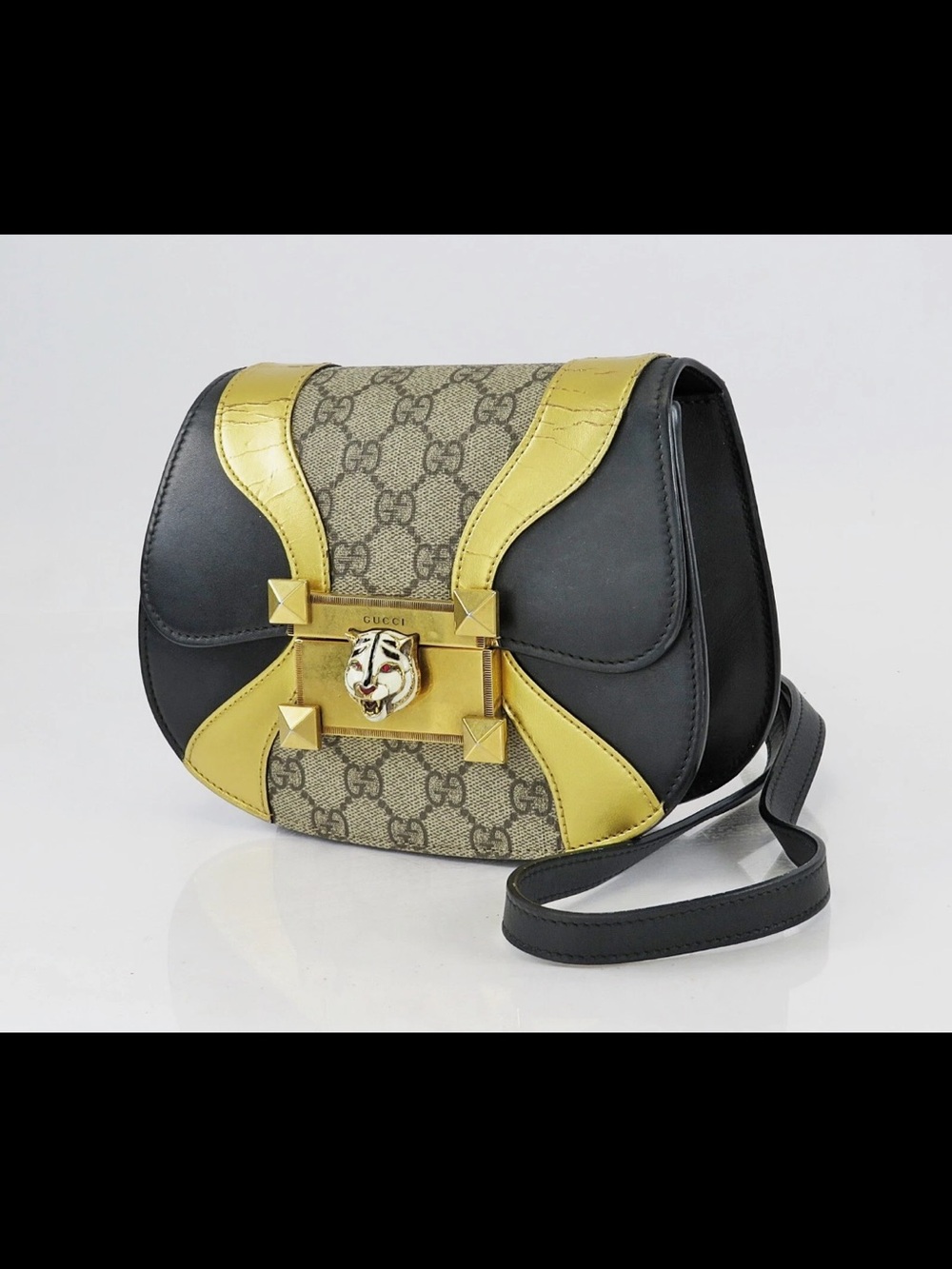 Gucci Black, Yellow & Beige GG Supreme Crossbody Bag